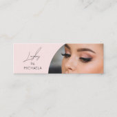 Carte De Visite Mini Blush Pink Black Script Photo Lashes (Devant)