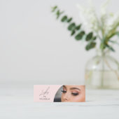 Carte De Visite Mini Blush Pink Black Script Photo Lashes (Debout devant)