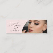Carte De Visite Mini Blush Pink Black Script Photo Makeup (Devant)