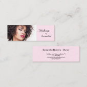 Carte De Visite Mini Blush Pink Black Script Photo Makeup (Devant / Derrière)