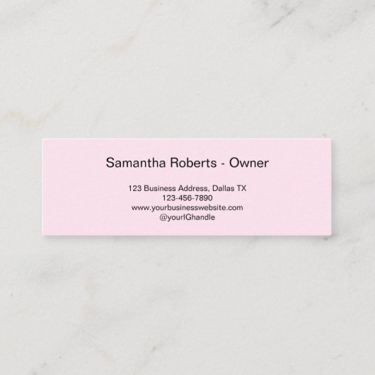 Carte De Visite Mini Blush Pink Black Script Photo Makeup (Dos)