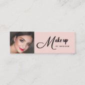 Carte De Visite Mini Blush Pink Black Script Photo Makeup (Devant)