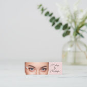 Carte De Visite Mini Blush Pink Black Script Photo Makeup  (Debout devant)