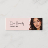 Carte De Visite Mini Blush Pink Black Script Photo Makeup (Devant)
