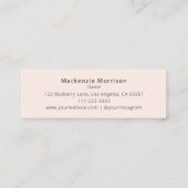 Carte De Visite Mini Blush Pink Black Script Photo Makeup (Dos)