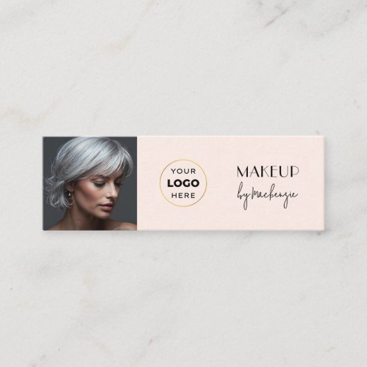 Carte De Visite Mini Blush Pink Black Script Photo Makeup (Devant)