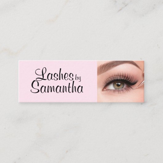 Carte De Visite Mini Blush Pink Black Script Photo Makeup (Devant)