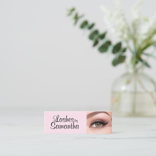 Carte De Visite Mini Blush Pink Black Script Photo Makeup (Debout devant)