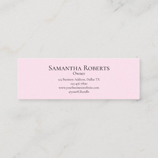 Carte De Visite Mini Blush Pink Black Script Photo Makeup (Dos)