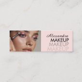 Carte De Visite Mini Blush Pink Black Script Photo Makeup (Devant)