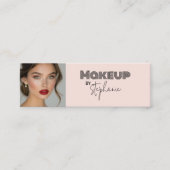 Carte De Visite Mini Blush Pink Black Script Photo Makeup (Devant)