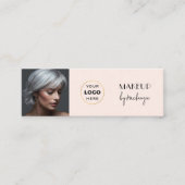 Carte De Visite Mini Blush Pink Black Script Photo Makeup (Devant)