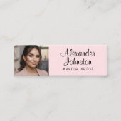 Carte De Visite Mini Blush Pink Black Script Photo Makeup Business Card (Devant)