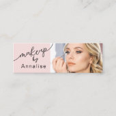 Carte De Visite Mini Blush Pink Black Script Photo Makeup Mini (Devant)