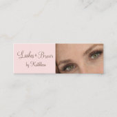 Carte De Visite Mini Blush Pink Mocha Script Photo Lashes and Brows (Devant)