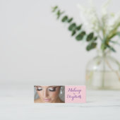 Carte De Visite Mini Blush Pink Purple Script Photo Makeup (Debout devant)