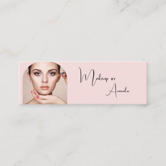 Carte De Visite Mini Blush Rose Maquillage Photo Script (Devant)