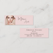 Carte De Visite Mini Blush Rose Maquillage Photo Script (Devant / Derrière)