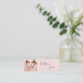 Carte De Visite Mini Blush Rose Maquillage Photo Script (Debout devant)