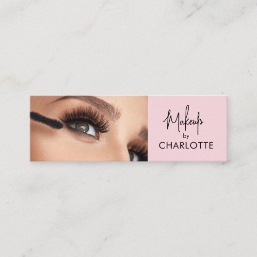 Carte De Visite Mini Blush Rose Maquillage Photo Script Noir  (Devant)