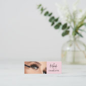 Carte De Visite Mini Blush Rose Maquillage Photo Script Noir  (Debout devant)