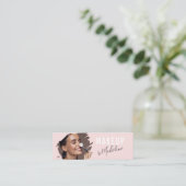 Carte De Visite Mini Blush Rose Noir Écriture Photo Maquillage (Debout devant)