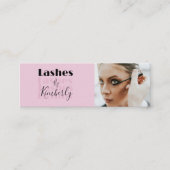 Carte De Visite Mini Blush Rose Noir Script Photo Lash Studio (Devant)