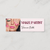 Carte De Visite Mini Blush Rose Noir Script Photo Maquillage Mini (Devant)