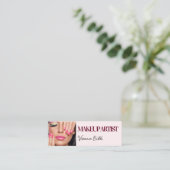 Carte De Visite Mini Blush Rose Noir Script Photo Maquillage Mini (Debout devant)