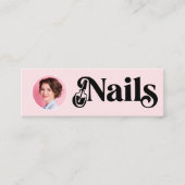 Carte De Visite Mini Blush Rose Photo Qr Technicien de l'Ongle (Devant)