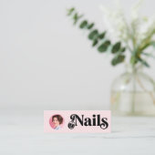 Carte De Visite Mini Blush Rose Photo Qr Technicien de l'Ongle (Debout devant)