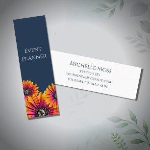 Carte De Visite Mini Boho Botanical Daisies tendance Navy Blue