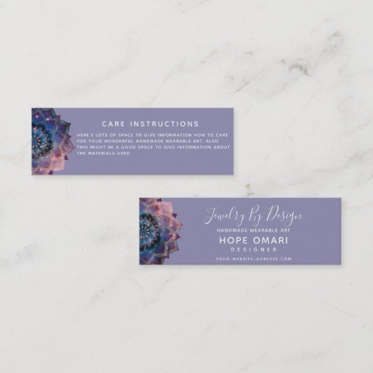 Carte De Visite Mini Boho Nebula Bloom | Conception de Mandala (Devant / Derrière)
