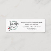 Carte De Visite Mini Boho script handwriting thank you logo (Devant)