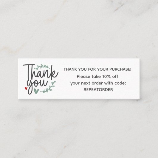 Carte De Visite Mini Boho script handwriting thank you logo (Devant)