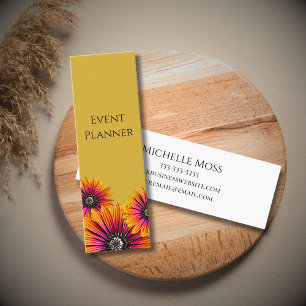 Carte De Visite Mini Boho tendance marguerites botaniques Simple Gold