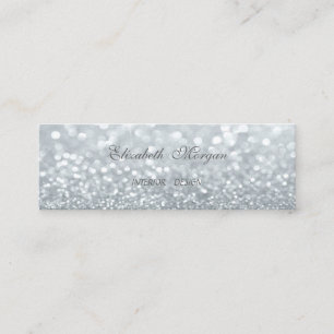 Carte De Visite Mini Bokeh argenté élégant et moderne avec paillettes