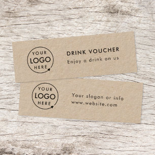 Carte De Visite Mini Bon de boisson   Rustic Kraft Corporate Logo Card