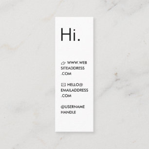 Carte De Visite Mini Bonjour    Blanc et noir minimaliste moderne