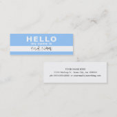 Carte De Visite Mini bonjour mon nom est : 2 dégrossis : bleu-clair (Devant / Derrière)