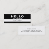 Carte De Visite Mini bonjour mon nom est : 2 dégrossis : noir et blanc (Devant / Derrière)