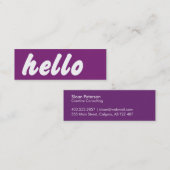 Carte De Visite Mini Bonjour pourpre (Devant / Derrière)
