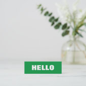 Carte De Visite Mini Bonjour Simple Simple Clean Green Blanc Profession (Debout devant)