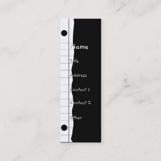 Carte De Visite Mini Bord de carnet (Devant)