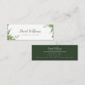 Carte De Visite Mini Botanique feuilles vert aquarelle (Devant / Derrière)