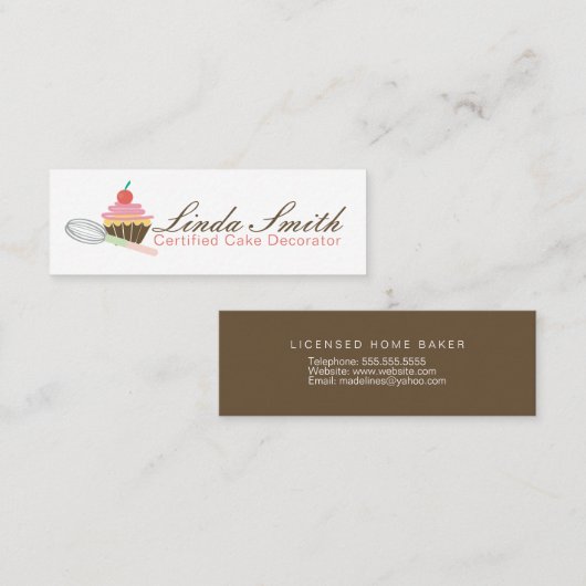 Carte De Visite Mini boulangerie Baker Cake Décorateur Cupcake (Devant / Derrière)