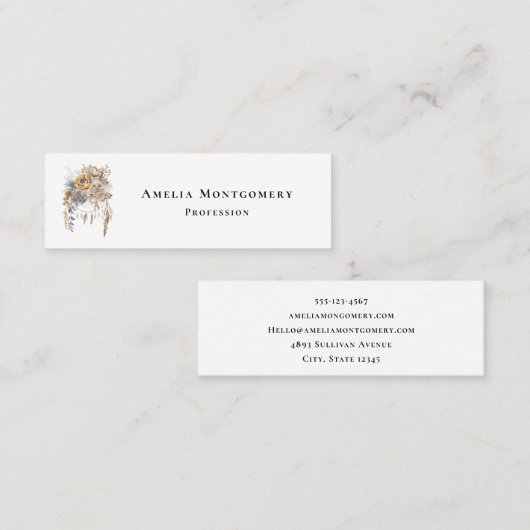 Carte De Visite Mini Bouquet de fleurs Boho et Dreamcatcher (Devant / Derrière)