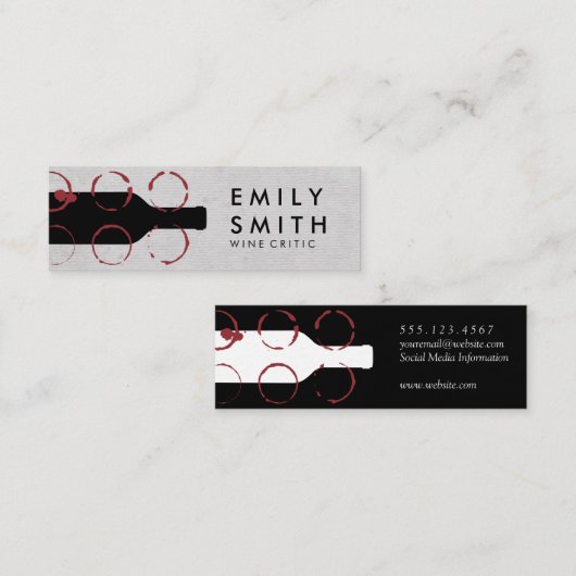 Carte De Visite Mini Bouteille de vin et rideaux (Devant / Derrière)