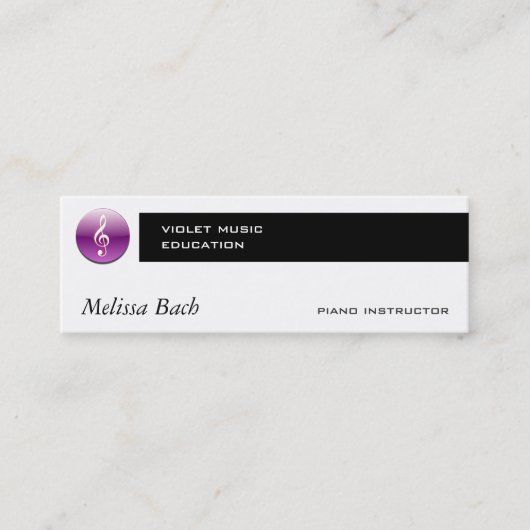 Carte De Visite Mini Bouton violet de clef triple (Devant)