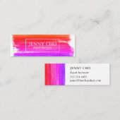 Carte De Visite Mini Bright rose rayure de peinture à la main peint (Devant / Derrière)
